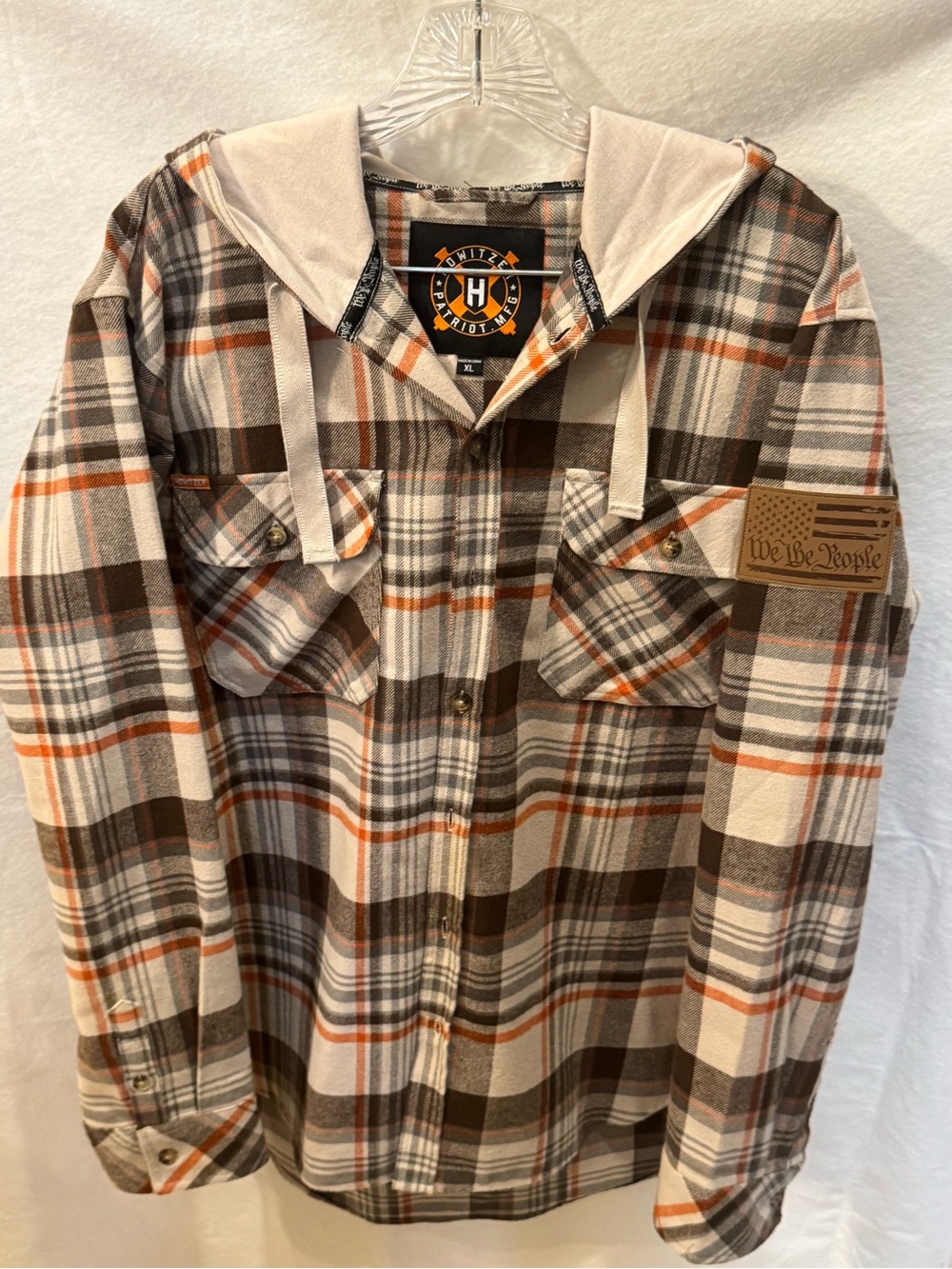 Howitzer Cambrai We The People Patriot MFG Men’s Plaid Hooded Flannel Shirt